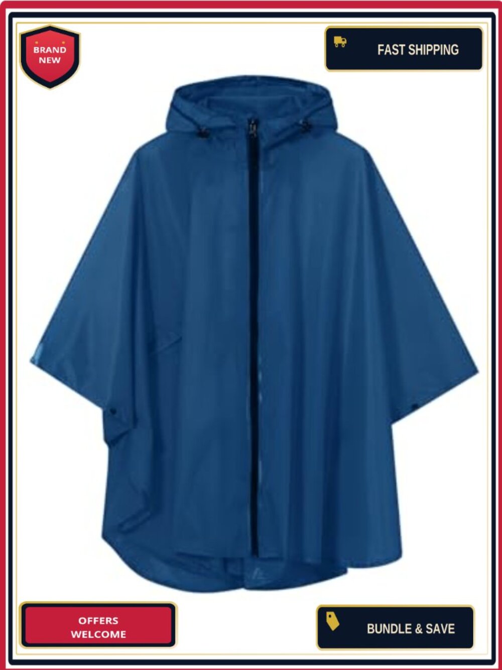 Kids Waterproof Rain Poncho Lightweight Zippered Jacket Coat